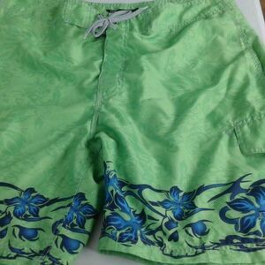 NO BOUNDARIES Green  Blue Hawaiian  Shorts‎ 36